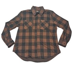 Casa Cabana Buffalo Plaid Flannel Button Down Shirt Brown Black Sz XL